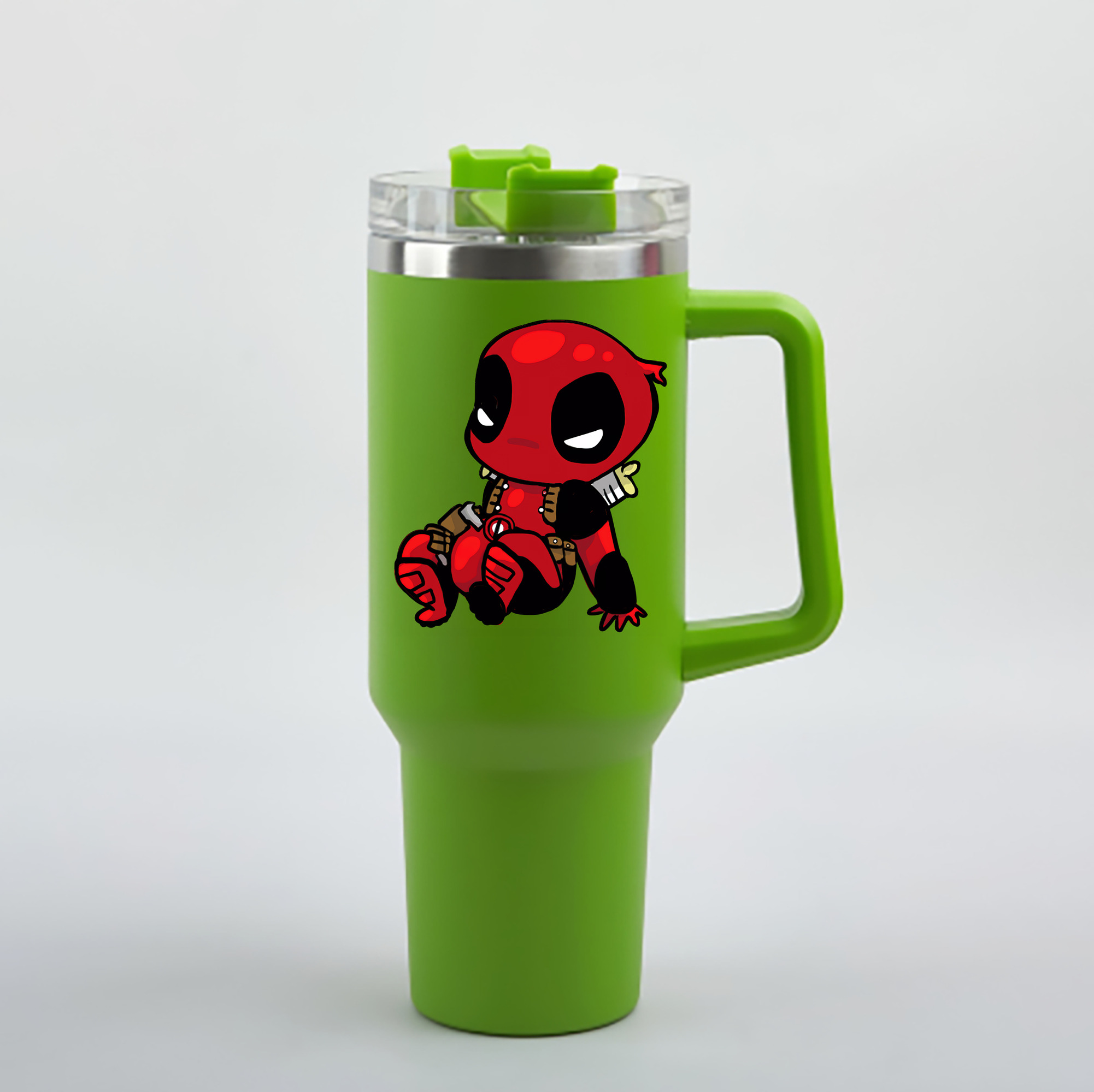 （画像用） Deadpool デッドプール 1200mL車用タンブラー - クリスタルステッカー（プラスチックストロー付き）